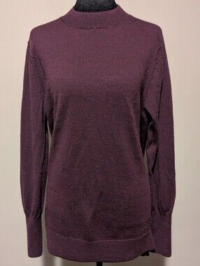 Badgley Mischka Plum Mock Neck Long Sleeve Sweater